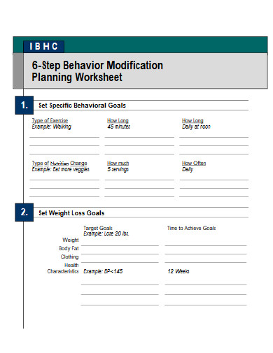 behavior modification planning worksheet