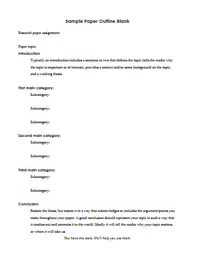 blank sample paper outline in pdf