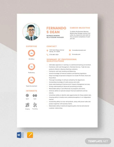 Business Banking Relationship Manager Resume Template