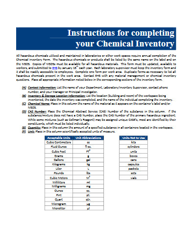 Chemical Inventory - 10+ Examples, Format, Pdf | Examples