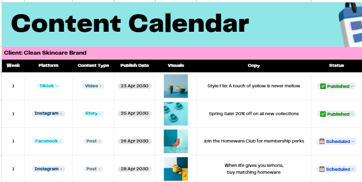 Client Content Calendar