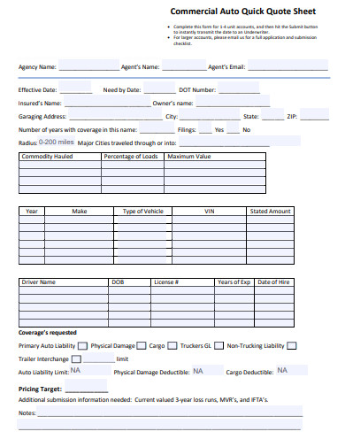 Quote Sheet - 10+ Examples, Format, Pdf | Examples