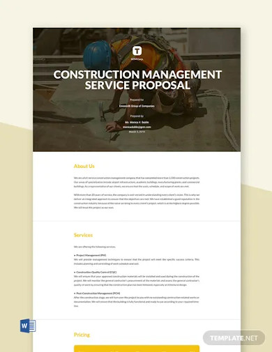 construction management proposal template