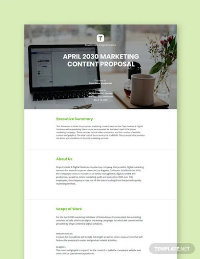 content writing proposal template