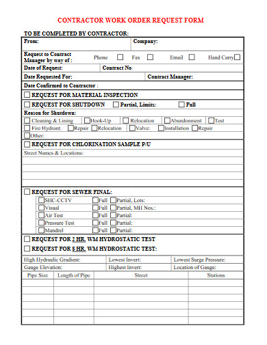 contractor work order request form