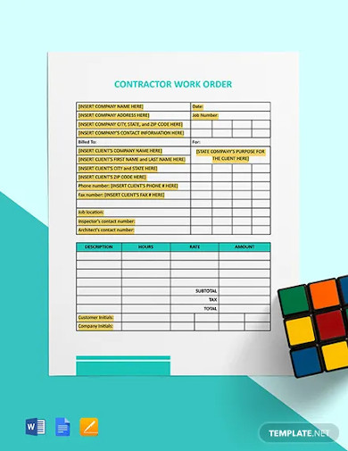 contractor work order template
