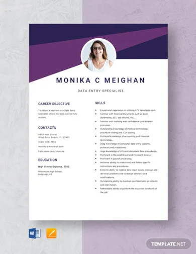 data entry specialist resume template