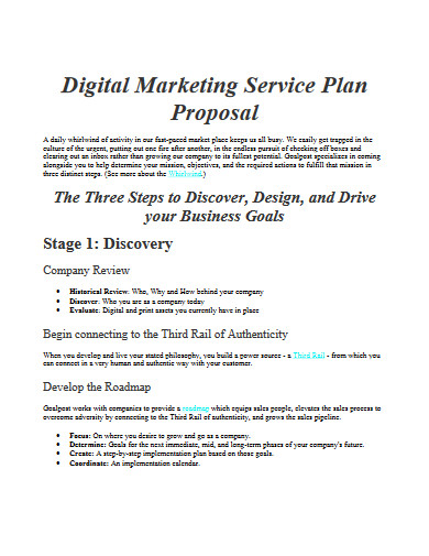 digital marketing service plan proposal
