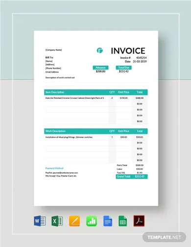 electrical contractor invoice template