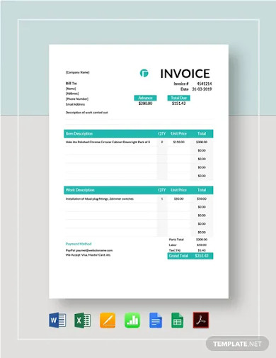 Electrical Contractor Invoice Template