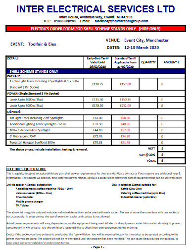electrical service invoice format