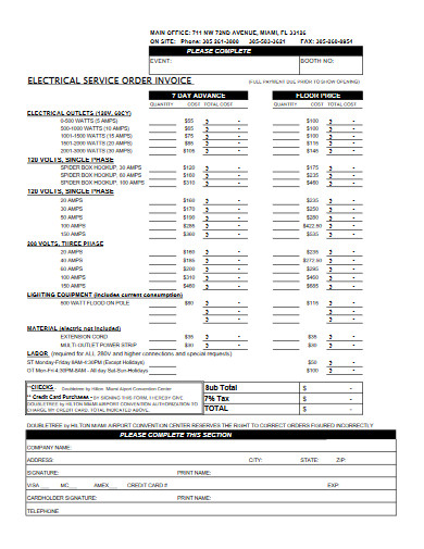 electrical service order invoice in pdf