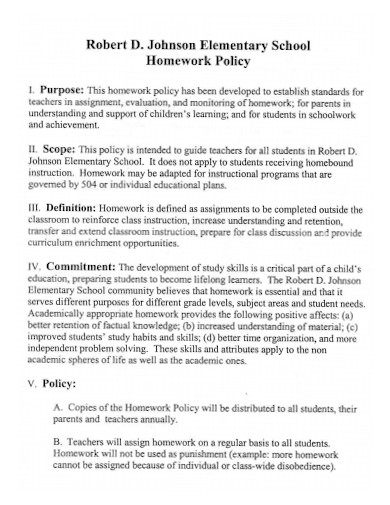 plum homework policy wording