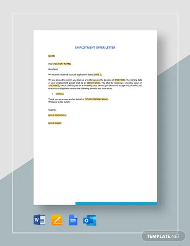 Offer Letter 58  Examples Word Pages Google Docs Outlook How to