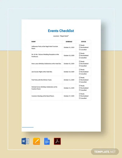 event checklist template