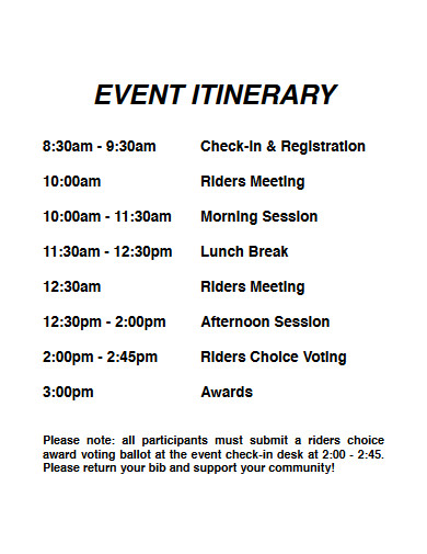 Event Itinerary - 15+ Examples, Format, Pdf | Examples