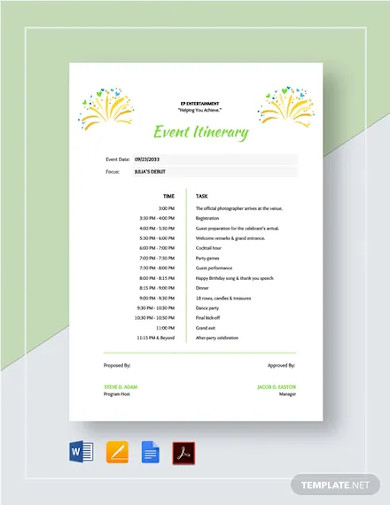 Event Itinerary Template