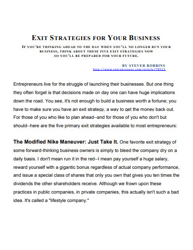 Exit Strategies for Business