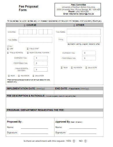 fee proposal form