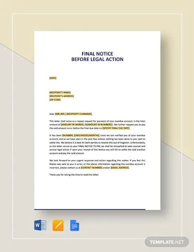 final notice before legal action template