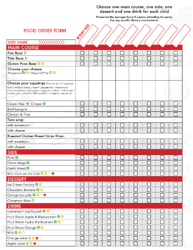 food order form in pdf