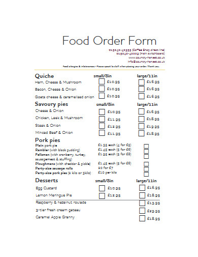 Food Order 10 Examples Format Pdf Examples