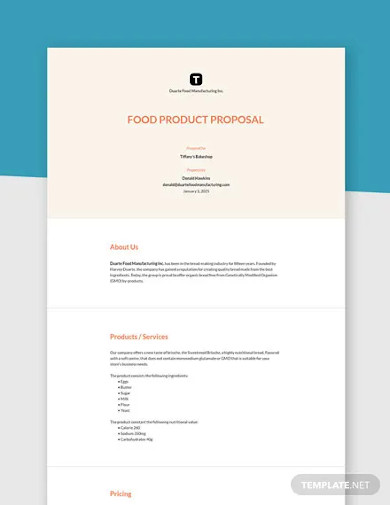 Food Product Proposal Template