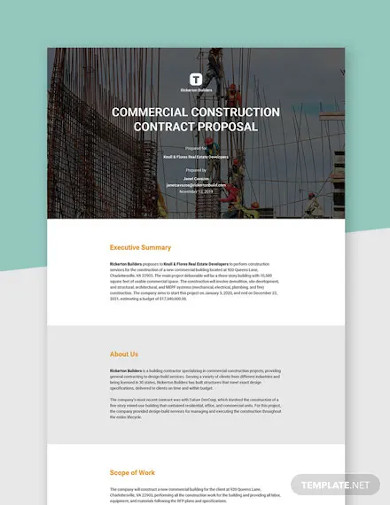 free basic construction proposal template