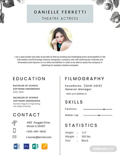 free beginner acting resume template