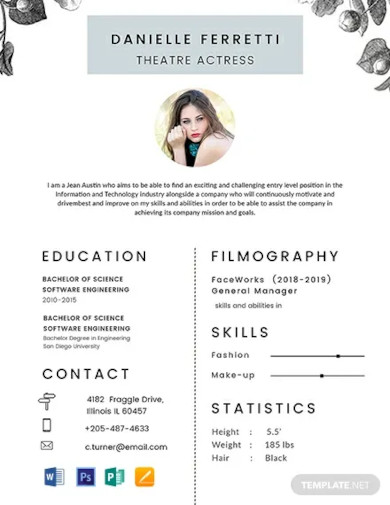 Free Beginner Acting Resume Template