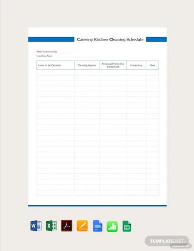 free catering kitchen cleaning schedule template
