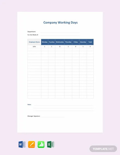 Free Company Attendance Sheet Template