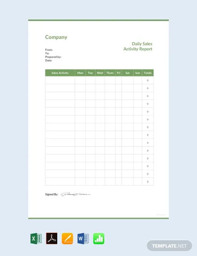 Free Daily Sales Activity Report Template