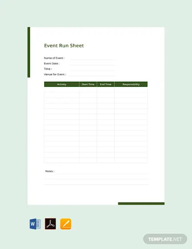 free event run sheet template 