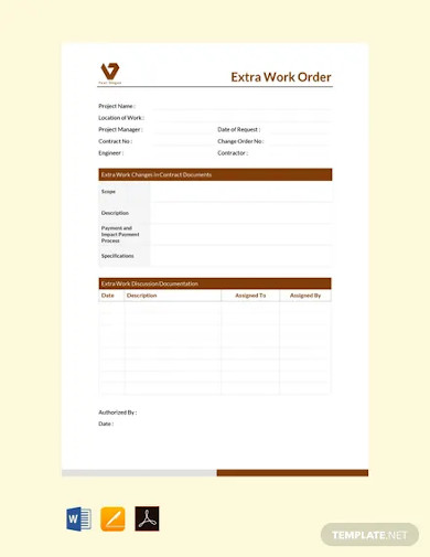 free extra work order template
