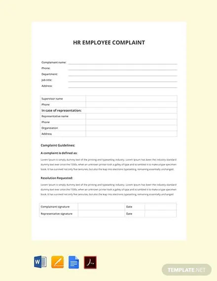 free hr employee complaint form