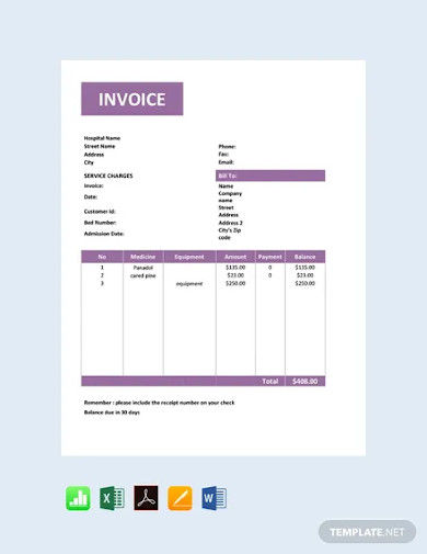 Free Medical Service Invoice Template