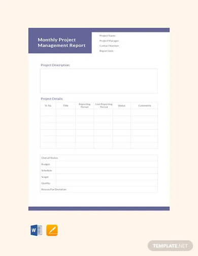 Free Monthly Project Management Report Template