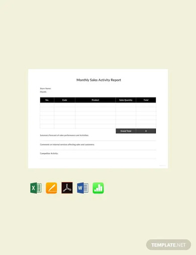 Free Monthly Sales Activity Report Template