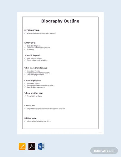 free professional biography outline template