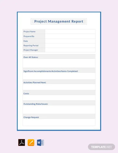 free project management report template