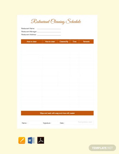 free restaurant cleaning schedule template