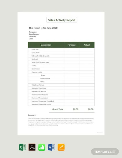 Free Sales Activity Report Sample