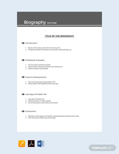 free sample biography outline template