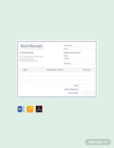 Free Sample Rental Receipt Template