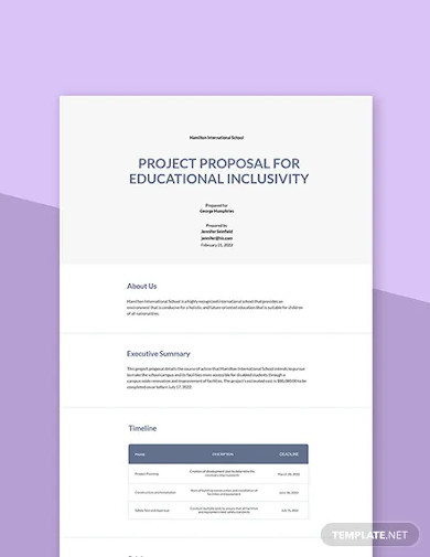 free sample school project proposal template