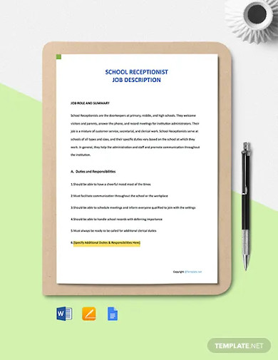 Receptionist Job Description 10 Examples Format Pdf Examples 1281