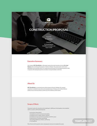 free simple construction proposal template