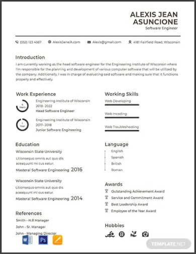 free software quality engineer cv template