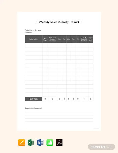 Free Weekly Sales Activity Report Template